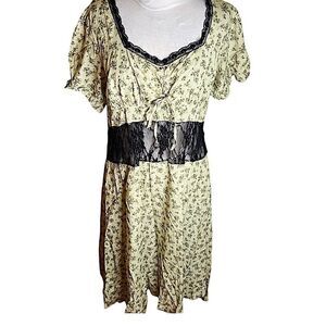 Thorn & Fable Green Floral black Lace Midi Dress Plus Size 18